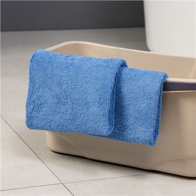 Тряпка для пола Raccoon, 220 г/м², 60×80 см, микрофибра, ультразвуковая обработка края, 2 шт, синяя