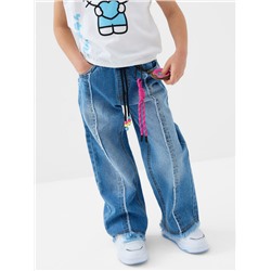 Брюки текстильные джинсовые для девочек