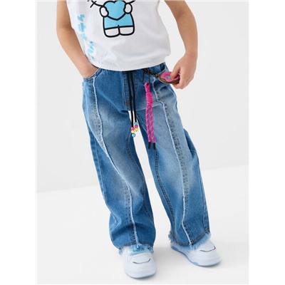 Брюки текстильные джинсовые для девочек