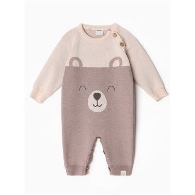 Комбинезон вязаный Крошка Я «Мордочка», рост 86-92 см, бежевый