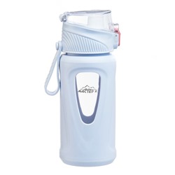 Бутылка для воды, 400 мл, 19.5×7×5.2 см, стеклянная, голубая