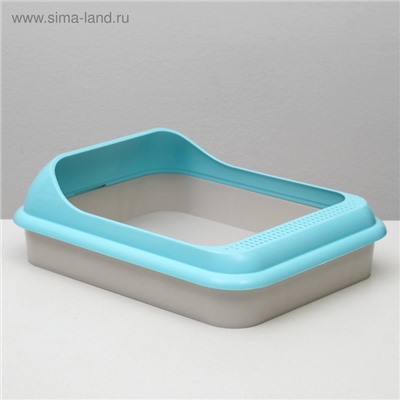 Туалет "Мур-мяу" для кошек, с рамкой 44×34×10 см, голубой