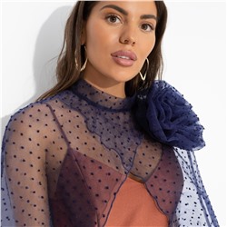 Болеро со съемным декором, Деловой взгляд (синее, с брошкой)