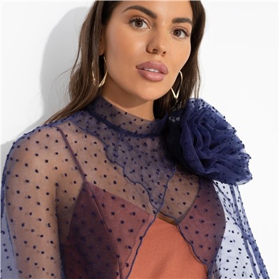 Болеро со съемным декором, Деловой взгляд (синее, с брошкой)