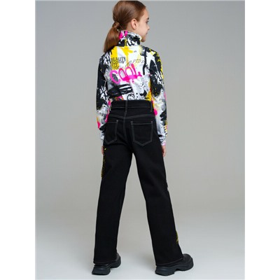 Брюки текстильные джинсовые утепленные для девочек