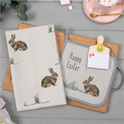 Набор подарочный Happy Easter: полотенце 40×73 см, прихватка 19×19 см, магнит 11×7 см