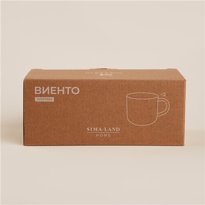 Набор кружек керамических SL Home «Виенто», 400 мл, бежевый