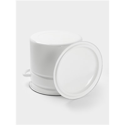 Кастрюля эмалированная, 12 л, с крышкой, белая