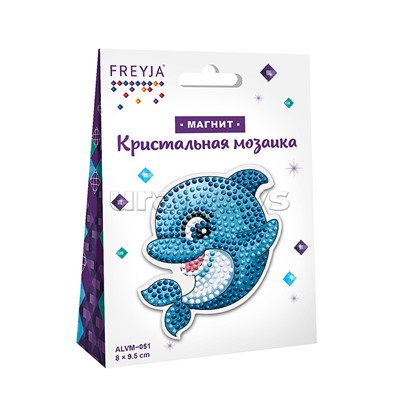Кристальная (алмазная) мозаика магнит "Дельфин" 8х9.5 см