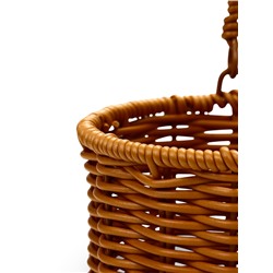 Корзина плетёная для хранения «Цилиндр», 14×14×12 см, ручка h=16 см, пластиковая, коричневая