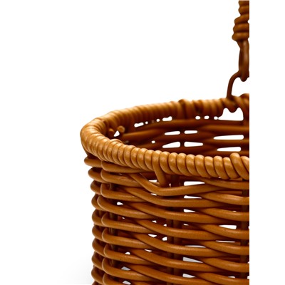 Корзина плетёная для хранения «Цилиндр», 14×14×12 см, ручка h=16 см, пластиковая, коричневая