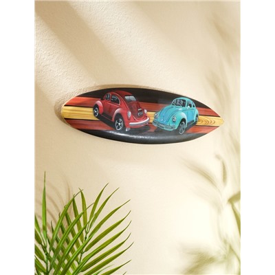 Панно «Доска для сёрфа Два жука», дерево, 40×11 см