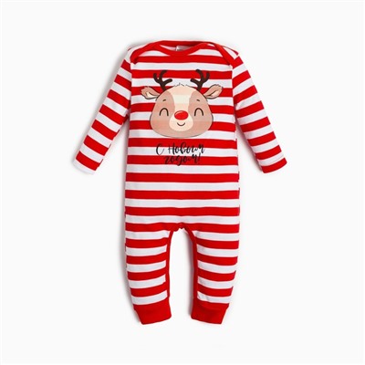 Комбинезон детский «Крошка Я. Оленёнок», рост 62-68 см, красный, белый
