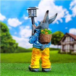 Садовый фонарь из полистоуна «Заяц с фонариком и игрушкой», 27×24×52 см