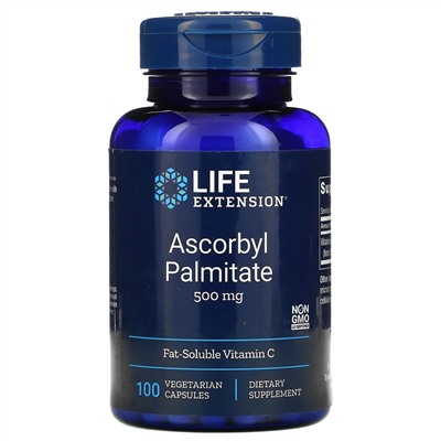 Life Extension, аскорбил пальмитат, 500 мг, 100 вегетарианских капсул