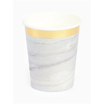 Посуда одноразовая бумажная на 20 персон, 40 предметов, мрамор белый