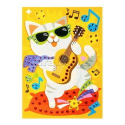 Набор для творчества. Рисунок из страз "Кот-музыкант" (европодвес)