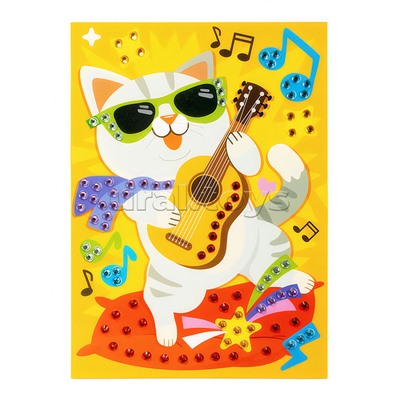 Набор для творчества. Рисунок из страз "Кот-музыкант" (европодвес)