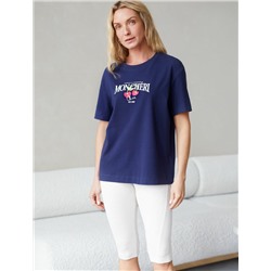 Футболка с принтом свободная эластичная из премиального хлопка