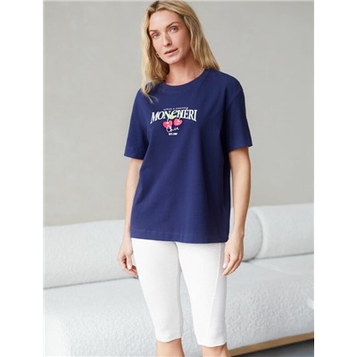 Футболка с принтом свободная эластичная из премиального хлопка