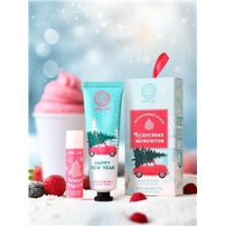 Новогодний подарочный набор косметики женских «Чудесных моментов»: крем для рук 30 мл и бальзам для губ 10 г, URAL LAB