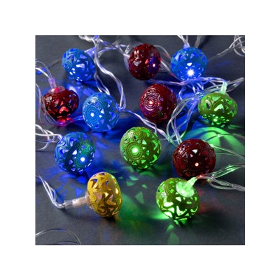 Гирлянда «Нить» 4 м с насадками «Шарик с орнаментом», IP20, прозрачная нить, 20 LED, свечение мульти, 8 режимов, 220 В