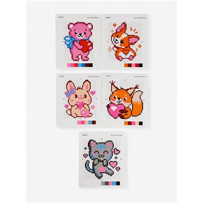 Вышивка крестиком на пяльцах «Милые животные 5 в 1», 15 см, набор для творчества