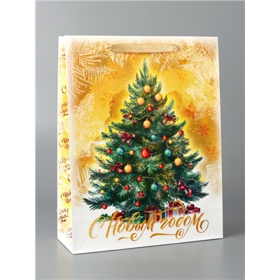 Пакет подарочный новогодний ламинированный «С Новым годом», L 31×40×11.5 см