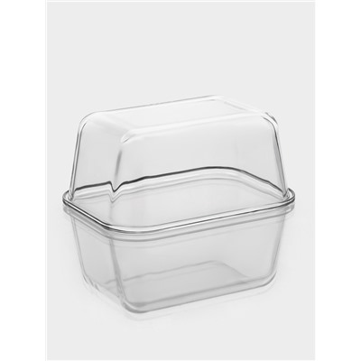 Контейнер, 800 мл, герметичный, пластиковая крышка, стекло, прозрачный