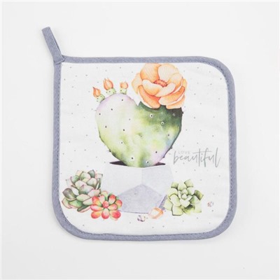 Прихватка Этель Love beautiful 19×19 см, 100% хлопок, саржа, ватин 250 г/м²