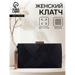 Сумка-клатч женская вечерняя на фермуаре, жёсткий корпус, с золотистой кисточкой, чёрная