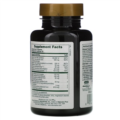 Nature's Plus, Advanced Therapeutics Lutein RX-Eye, лютеин для здоровья глаз, 60 вегетарианских капсул