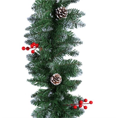 Гирлянда из елочных веток искусственная 2,7 метра 220 веток снег и шишки / WA-5 /уп 15/Новый год