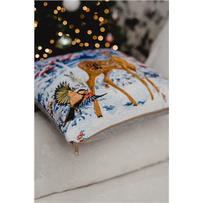 Наволочка декоративная 45х45 Снегирь с фонарем НАТАЛИ, 1209284