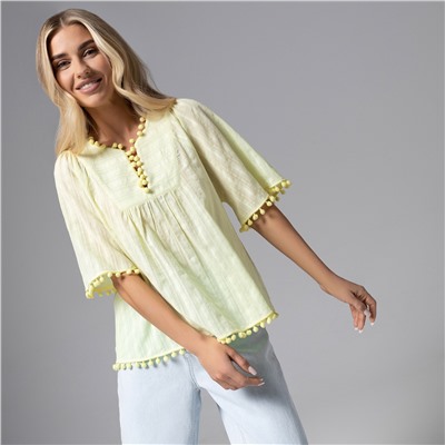 Блуза свободного кроя, Летний фольклор (желтая)