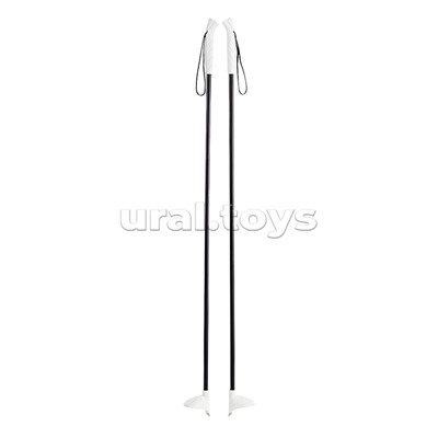 Лыжи подростковые "Ski Race" унив.крепление "Цикл", с палками стеклопластик серые (140/105)