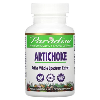 Paradise Herbs, артишок, 60 вегетарианских капсул