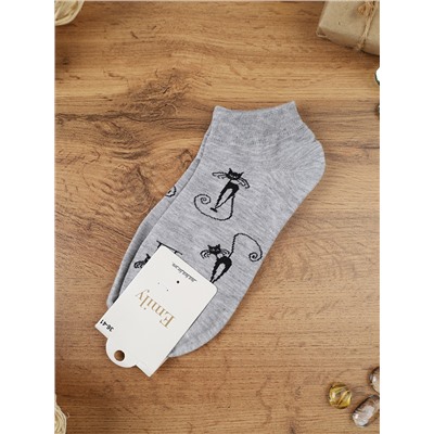 Носки р. 35-40 Кошка короткие / L804 /уп 10/1200/ ОДНА ПАРА/ МАРКА