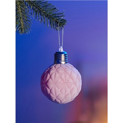 Елочный шар «Бархатный узор» 8 см, 1 LED, от батареек LR44×3, свечение тёплое белое