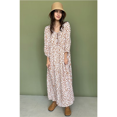 Платье женское  MOON085/05/Молочный, коричневый