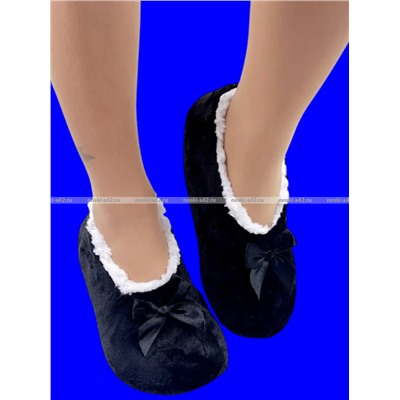 6 ПАР - Носки-тапочки внутри с мехом ОДНОТОННЫЕ женские