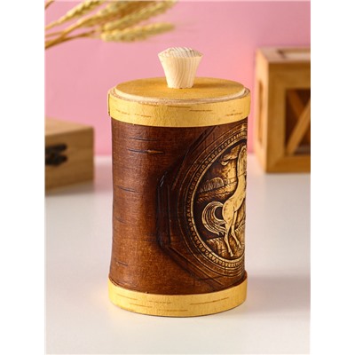 Туес «Конь вороной», банка для хранения, береста