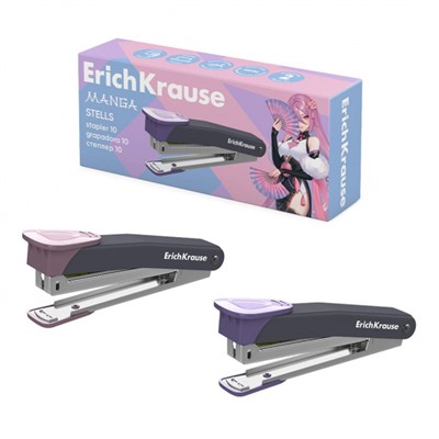 Степлер 10 на 15 листов 61738 "Металлический Аниме" ассорти ErichKrause