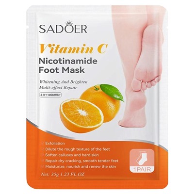 SADOER Восстанавливающая маска-носочки для ног с никотинамидом и витамином С