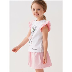 Комплект трикотажный для девочек: джемпер (футболка), шорты