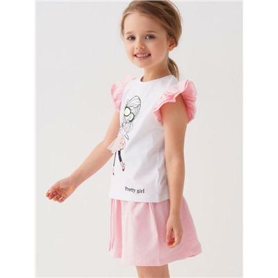 Комплект трикотажный для девочек: джемпер (футболка), шорты