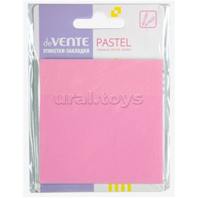 Самоклеящиеся этикетки-закладки "Pastel" пластиковые прозрачные, 76x76 мм, розовые