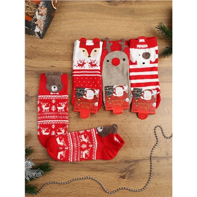 Носки р. 35-40 Новый год короткие / L819 / уп 10/1200/ ОДНА ПАРА/ МАРКА