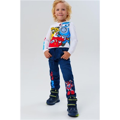 Брюки текстильные джинсовые утепленные флисом для мальчиков PLAYTODAY, 1226895