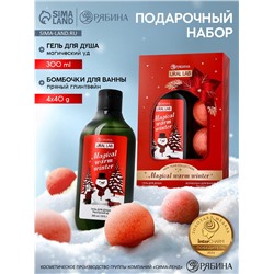 Новогодний подарочный набор косметики Magical warm winter: гель для душа, 300 мл и бомбочки для ванны, 4×40 г, URAL LAB